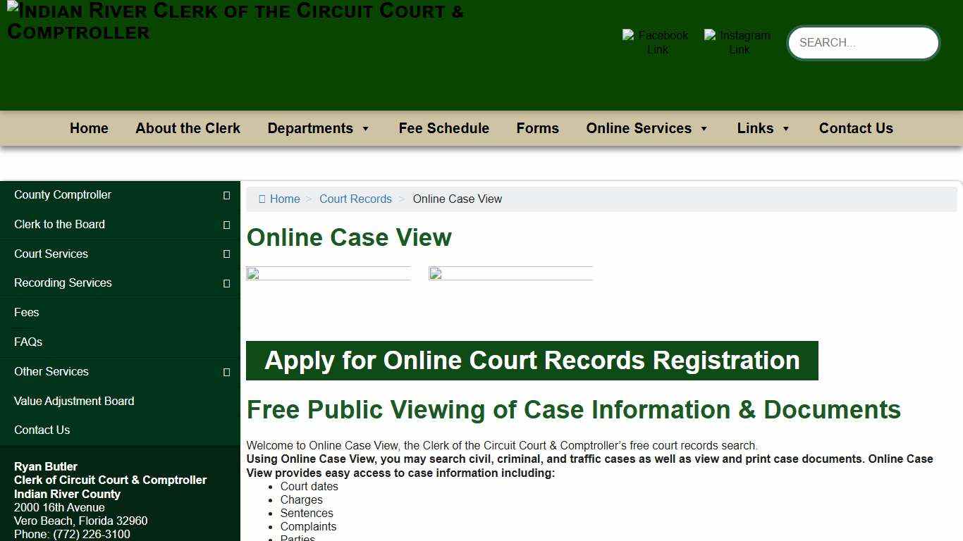 Online Case View – Indian River Clerk of the Circuit Court & Comptroller